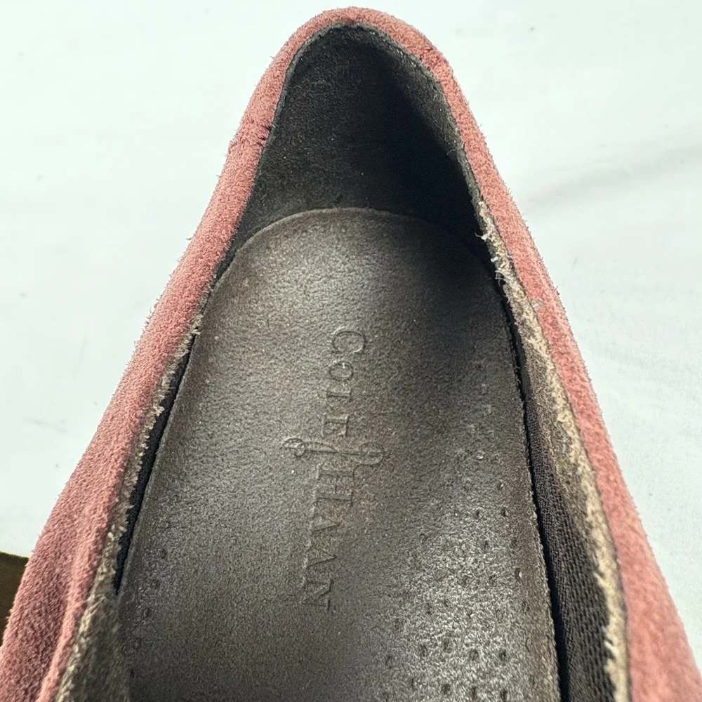 Cole Haan Drake Eva Burgundy Suede Wingtip Oxfords 13M Cobalt Soles/Laces EUC